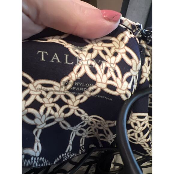 Talbots Navy & White Chain link Fit & Flare Dress Size Large - Picture 4 of 6